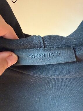 Essentials Black Ribbed-Trim hoodie